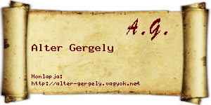 Alter Gergely névjegykártya